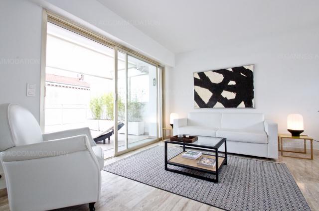 Location appartement Festival Cannes 2024 J -14 - Hall – living-room - Meridien Sol