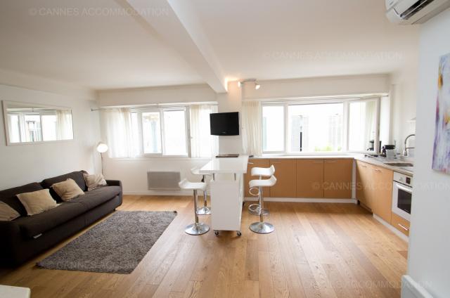 Location appartement Cannes Lions 2024 J -115 - Hall – living-room - Oak